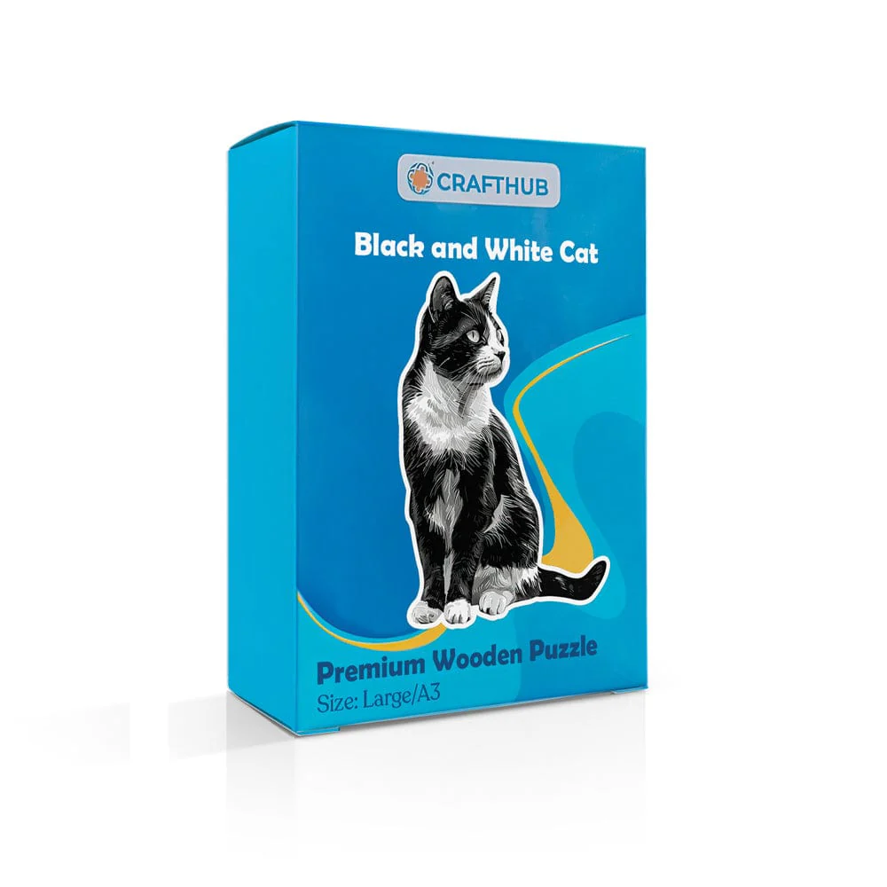 白黒猫 - 木製ジグソーパズル - Image 4