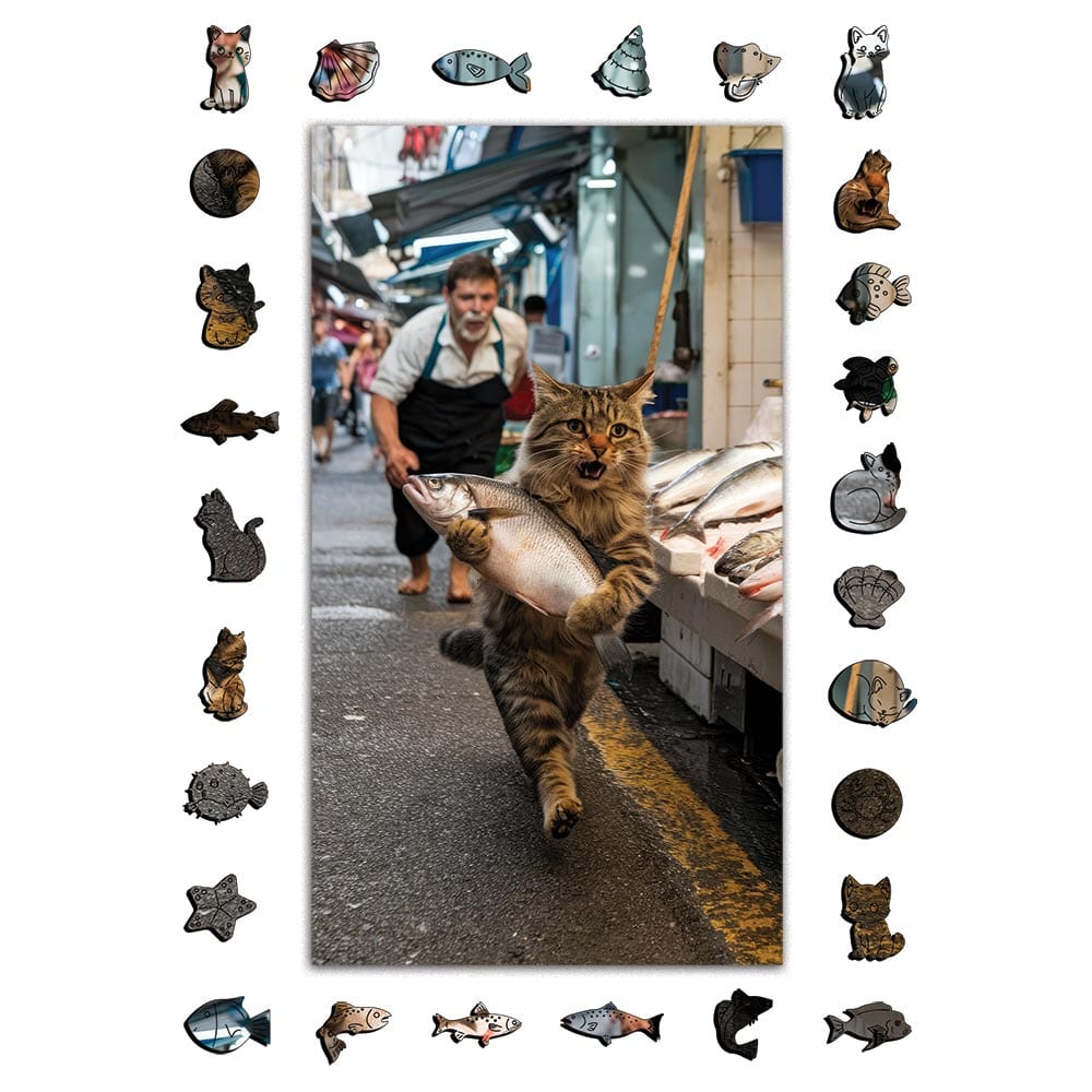 猫の脱出 - 木製ジグソーパズル - Image 3