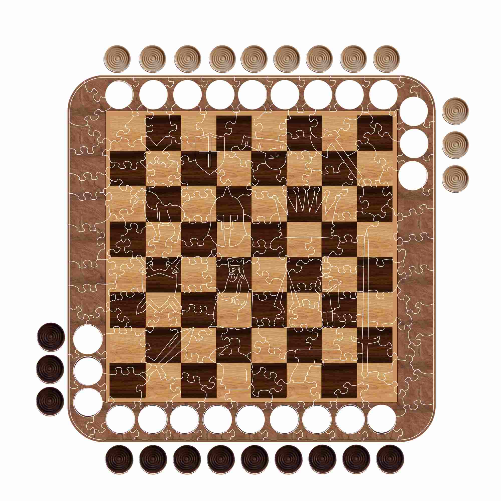 チェッカー - 木製ジグソーパズル