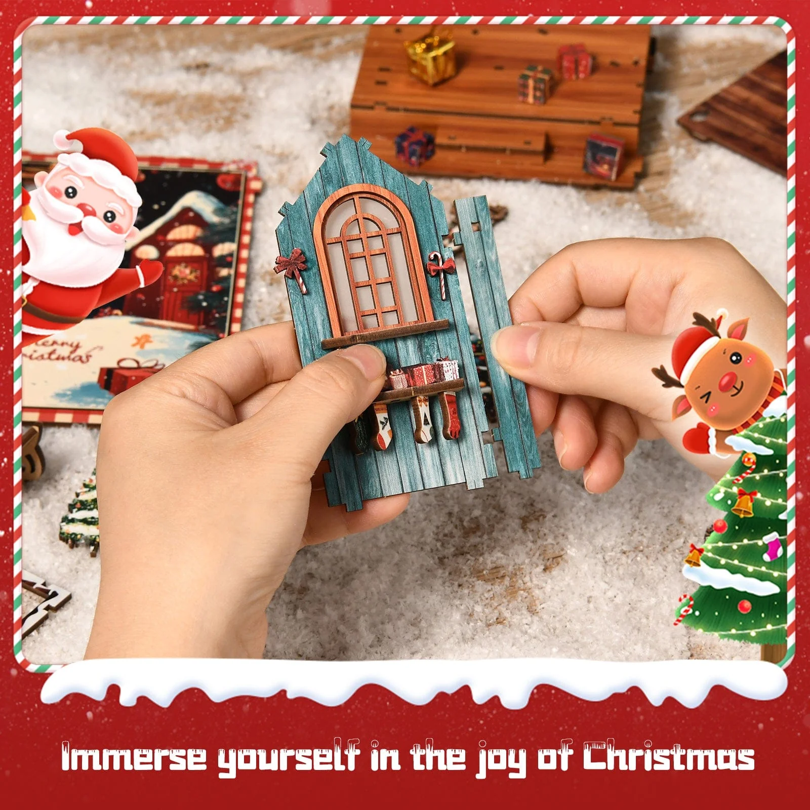 雪のクリスマスキャビン - DIYブックヌックキット - Image 4