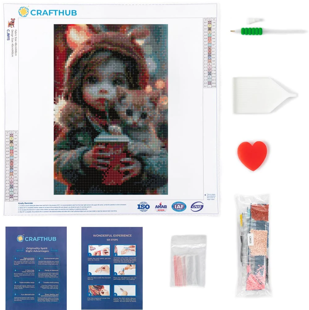 子猫とカップ - ダイヤモンドペインティングキット - Image 3
