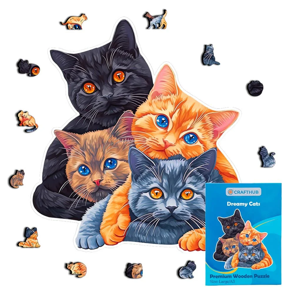 ドリーミーキャット - 木製ジグソーパズル - Image 2