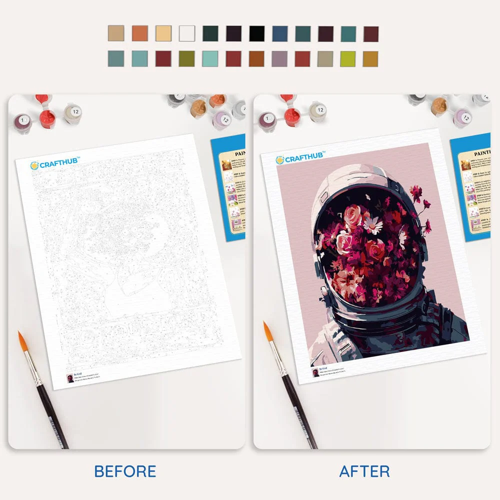 花の宇宙飛行士 - 数字で塗る絵画キット - Image 3