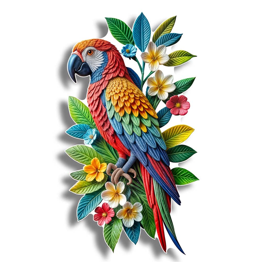 フローラルオウム - 木製ジグソーパズル - Image 3