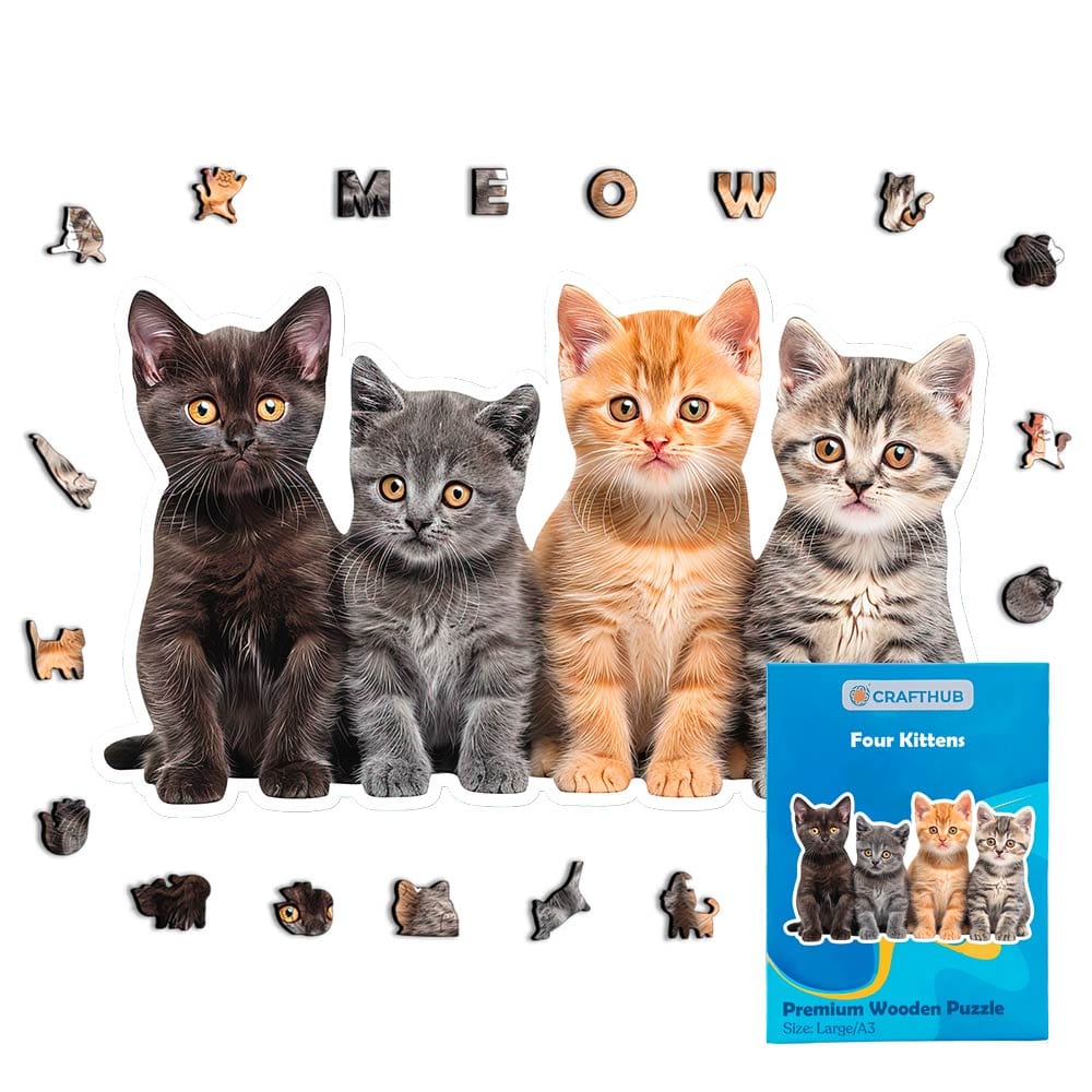 4匹の子猫 - 木製ジグソーパズル - Image 2