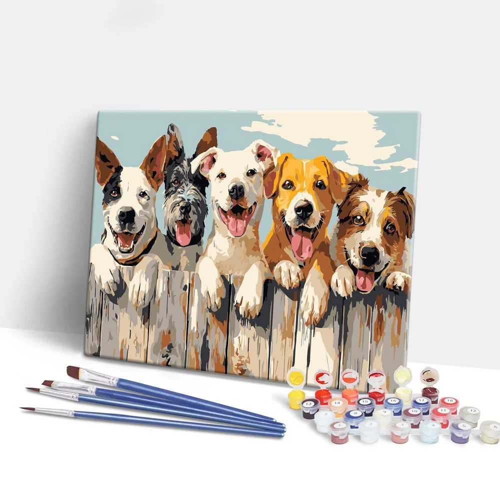 幸せな犬たち - 数字で塗る絵画キット - Image 2