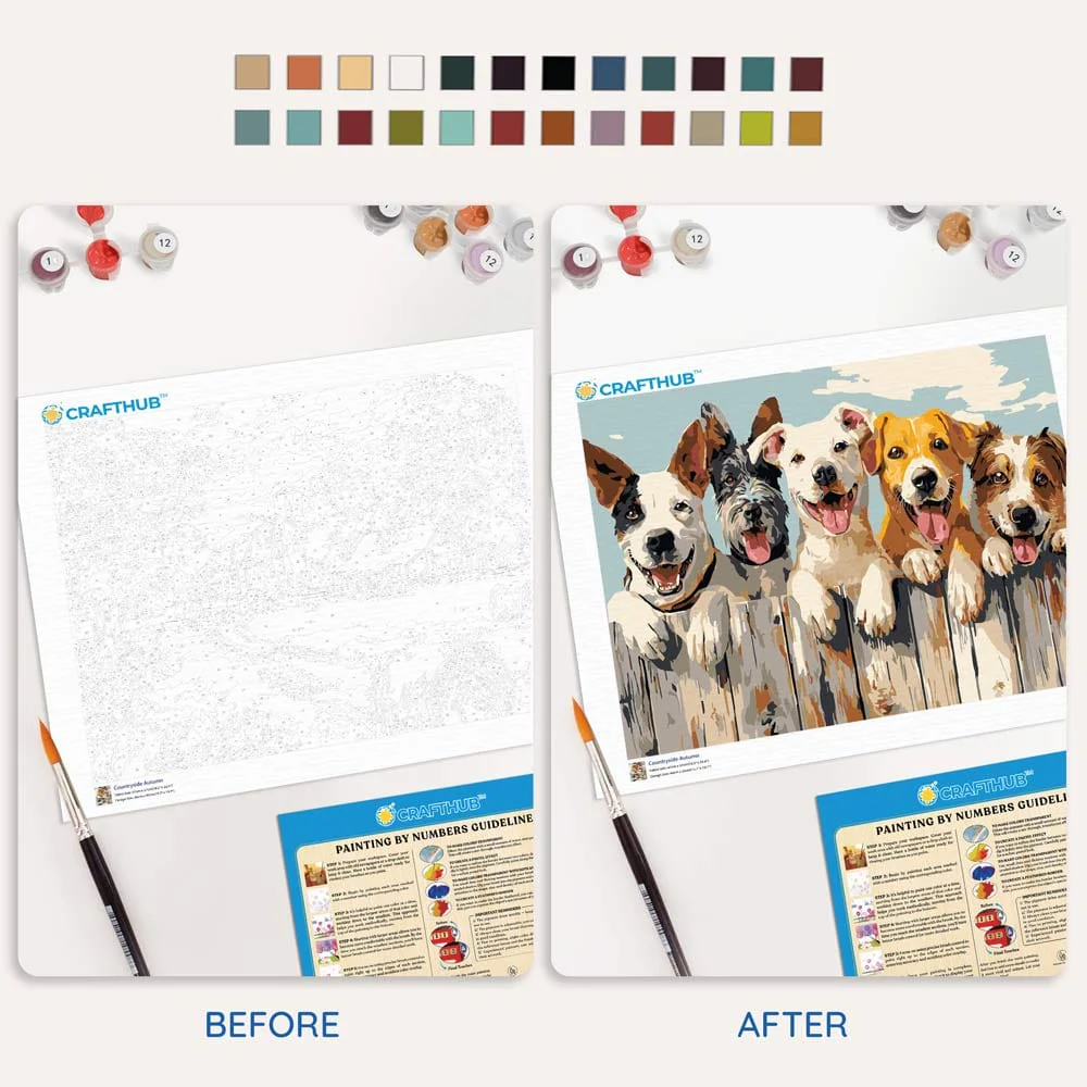 幸せな犬たち - 数字で塗る絵画キット - Image 3