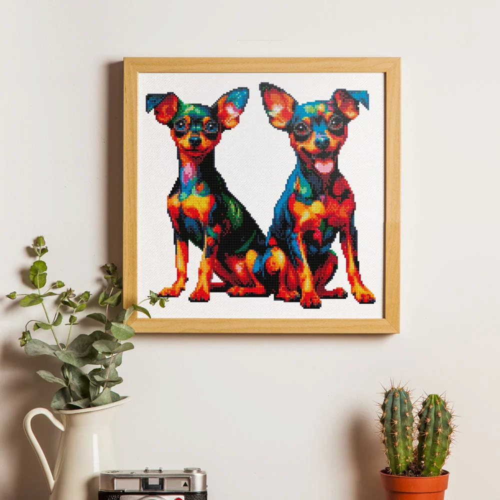 ミニチュアピンシャー双子犬 - ダイヤモンドペインティング キット - Image 2