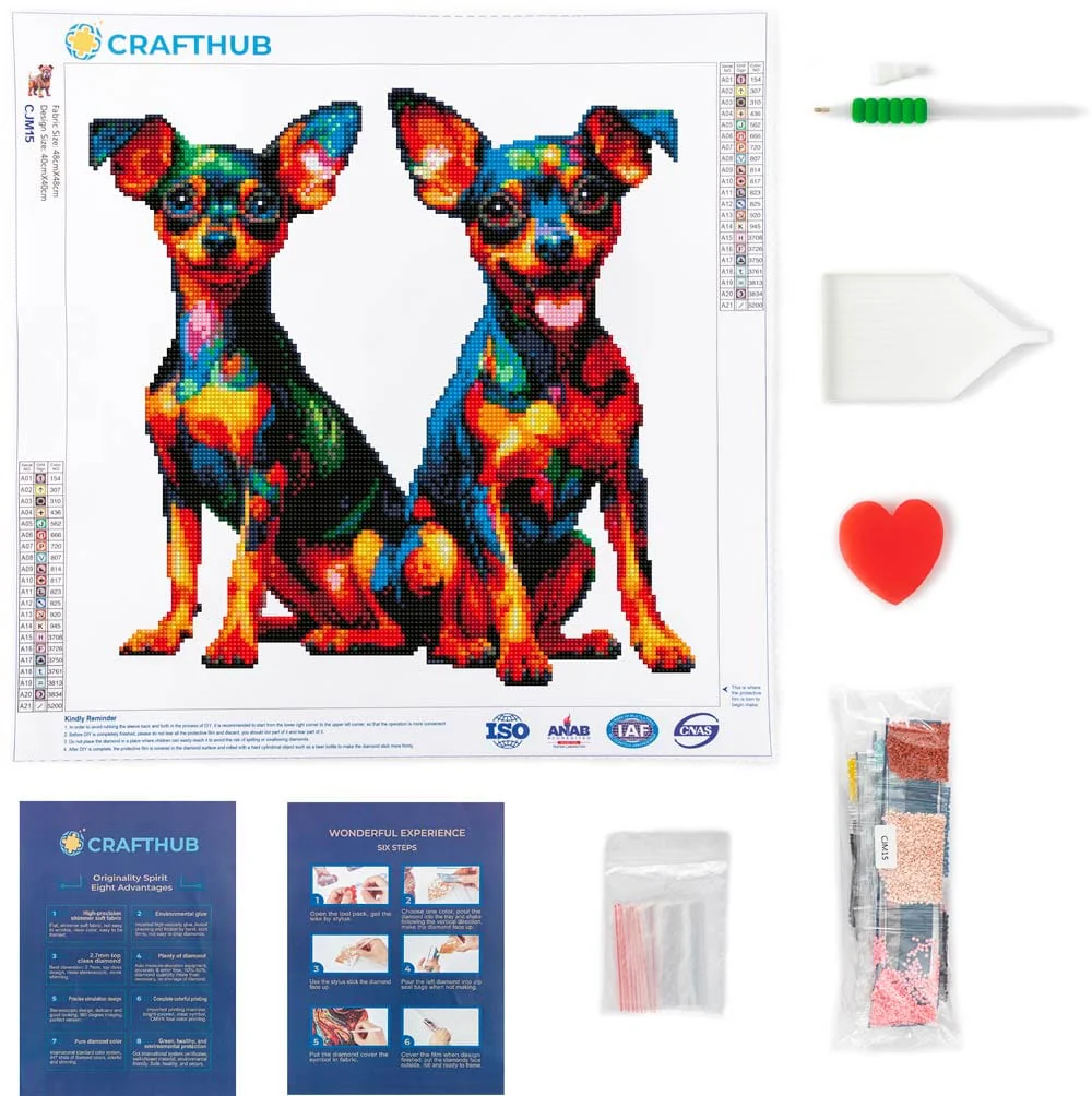 ミニチュアピンシャー双子犬 - ダイヤモンドペインティング キット - Image 3