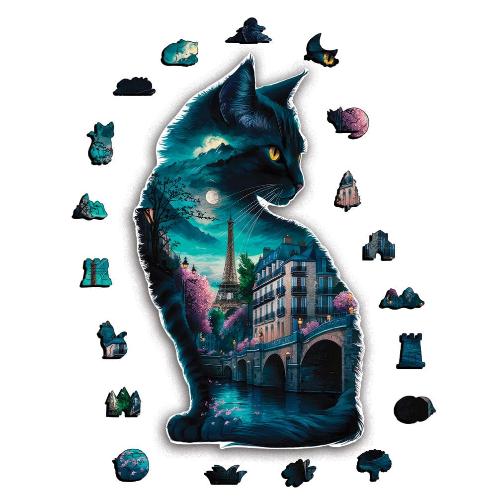 パリの猫 - 木製ジグソーパズル - Image 3