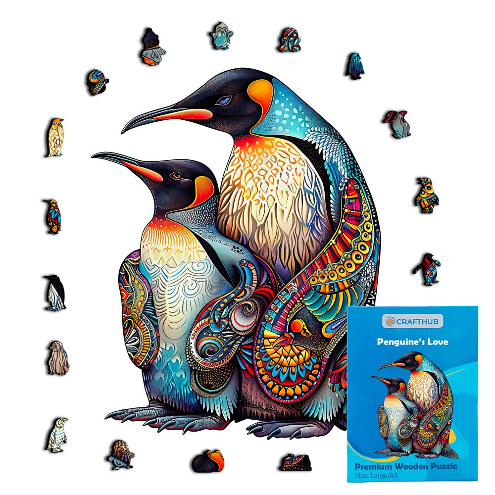 ペンギンの恋 - 木製ジグソーパズル - Image 2