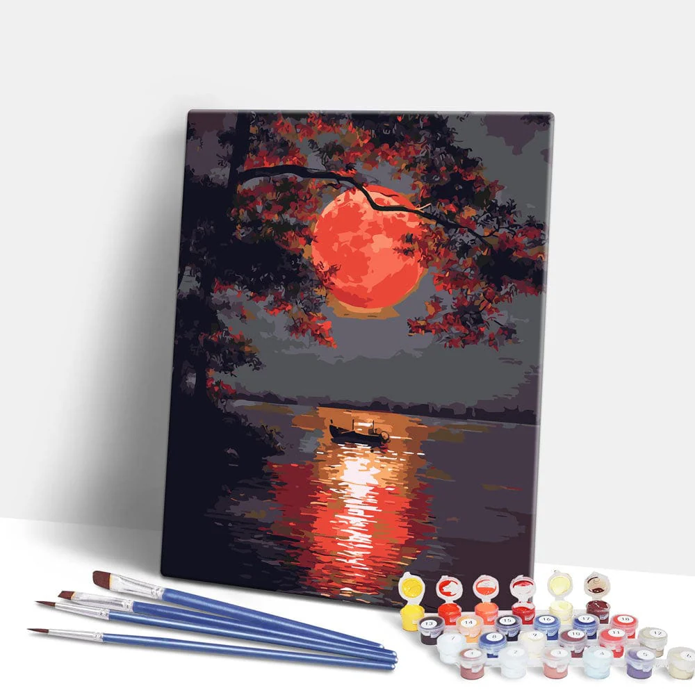 赤い月 - 数字で塗る絵キット - Image 2