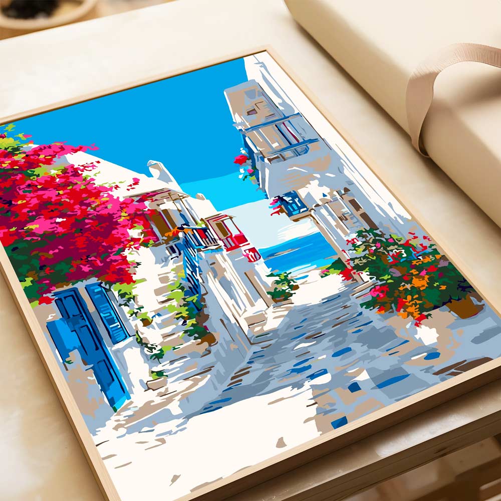 サントリーニの海景色 - 数字で塗る絵キット - Image 4