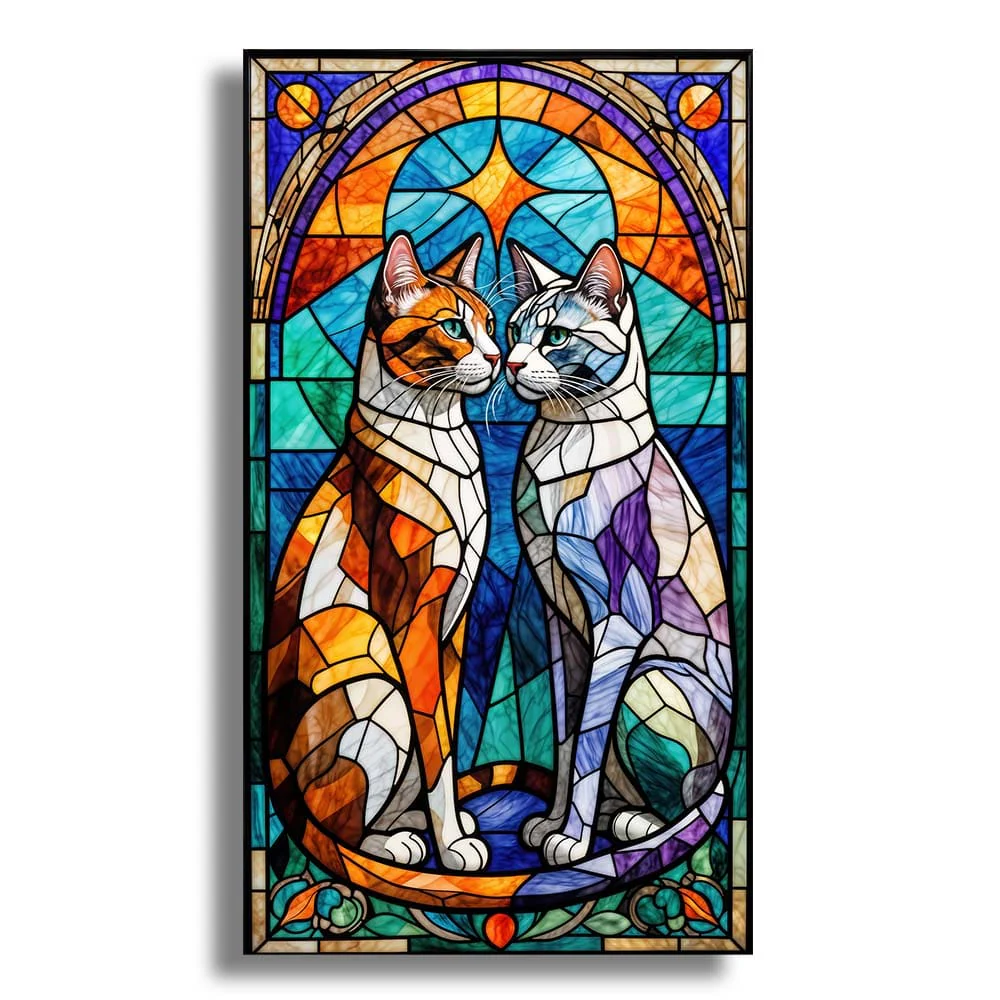 ステンドグラスキャット - 木製ジグソーパズル - Image 3