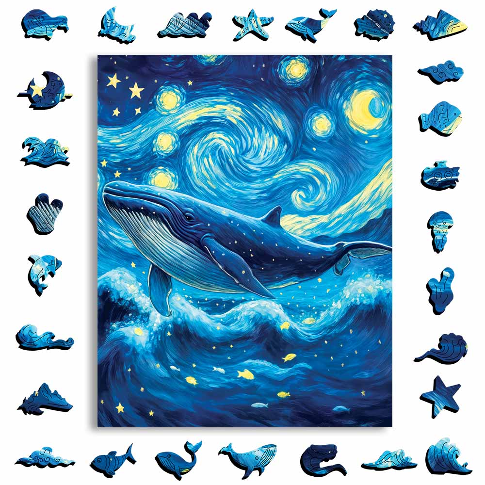 星のクジラ - 木製ジグソーパズル - Image 3