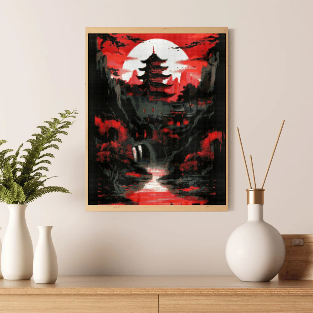 夜明けの寺院 - ダイヤモンドペインティングキット - Image 2