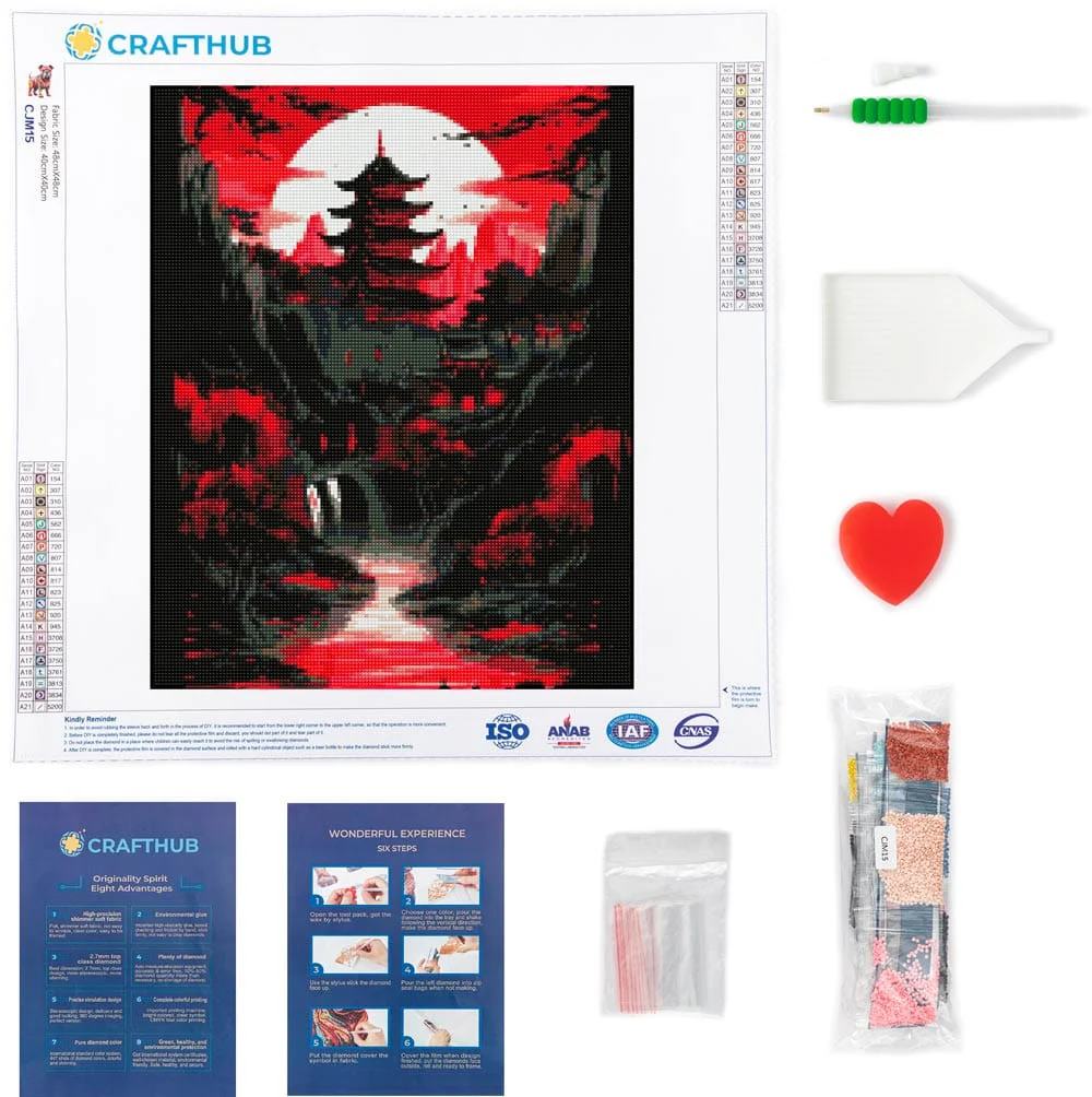 夜明けの寺院 - ダイヤモンドペインティングキット - Image 3