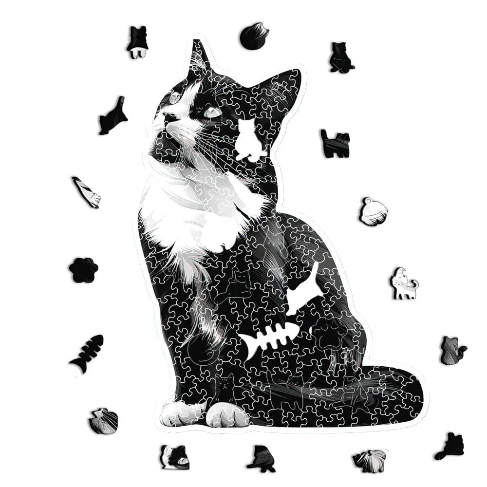 タキシードキャット - 木製ジグソーパズル - Image 3