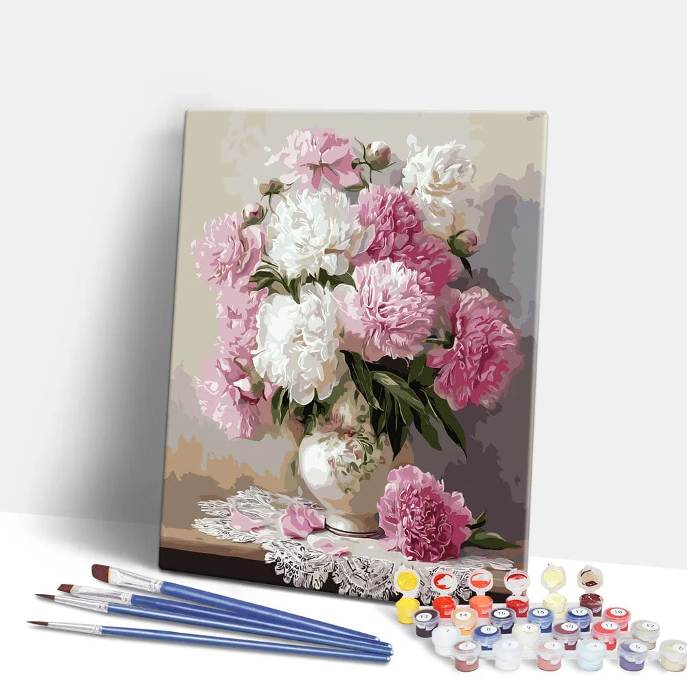 牡丹の花瓶 - 数字で塗る絵キット - Image 2
