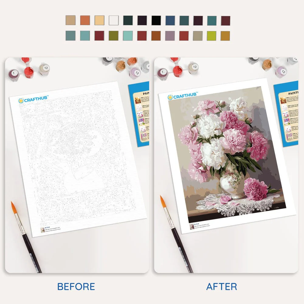 牡丹の花瓶 - 数字で塗る絵キット - Image 3