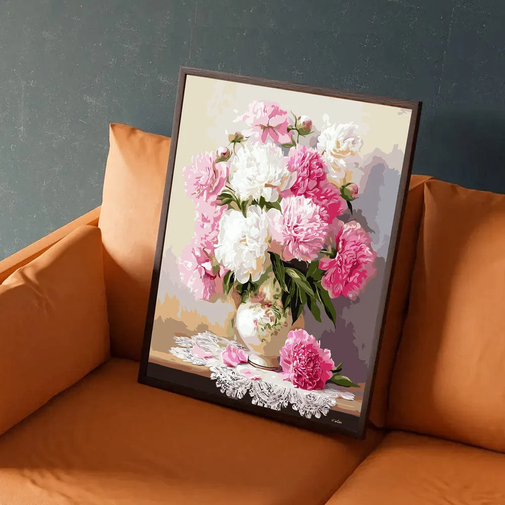 牡丹の花瓶 - 数字で塗る絵キット - Image 4