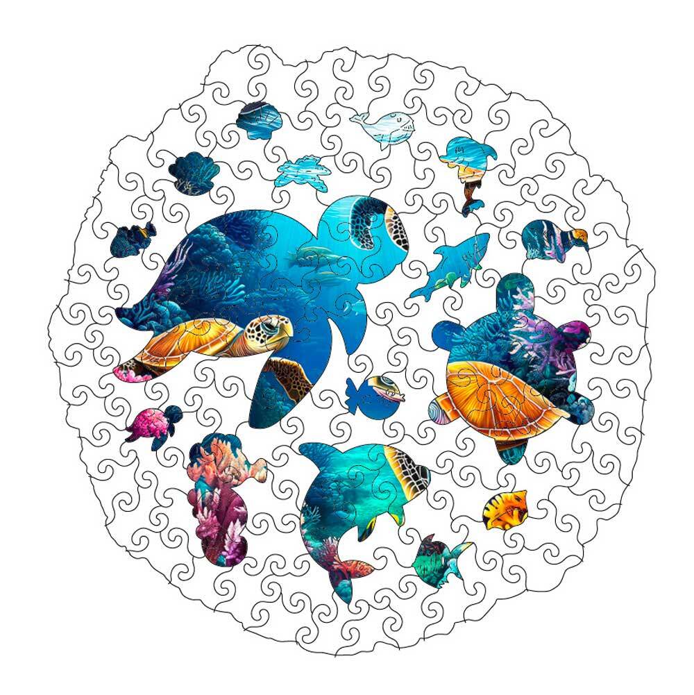 生き生きとした海の生き物 - 木製ジグソーパズル - Image 3